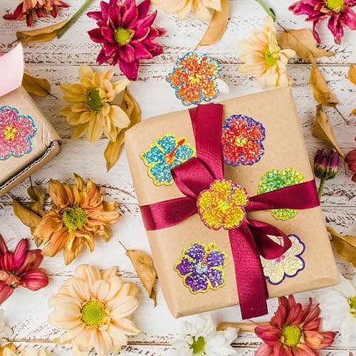 Whaline Summer Tropical Floral Stickers Roll Laser Hibiscus Flower Seal Stickers Colored Waterproof Self-Adhesive Decals for Envelope Journal Decor Hawaiian Luau Holiday, 500 Pcs thumbnail 5