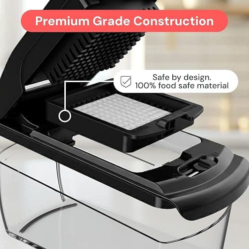 Vegetable Chopper Vegetable Cutter - Food Onion Salad Veggie Chopper with Container - French Fry Potato Dicer Slicer Cutter - Kitchen Tools & Gadgets (4-in-1 Black) thumbnail 6