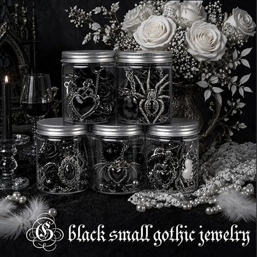 SMUOBT Mystery Jewelry Jar Box Set, Gothic Surprise Gift for Women | Gothic Vintage Jewelry Assortment, Includes Necklace/Earrings/Rings/Bracelet/Keychain, Surprise Mix, Ideal for Birthday thumbnail 7