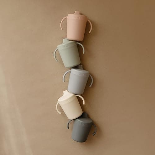 Mushie Trainer Sippy Cup | Made in Denmark | Leak Resistant Twist-Off Lid & Handles | 6 Months + (Cloud) thumbnail 3