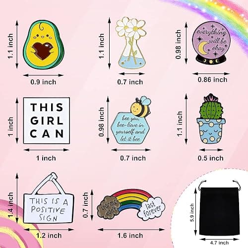 14 Pieces Positive Enamel Pins Set Motivational Enamel Lapel Pin Inspirational Cute Brooch Pin Badges for Women Clothing Bags Hats Decorations thumbnail 2