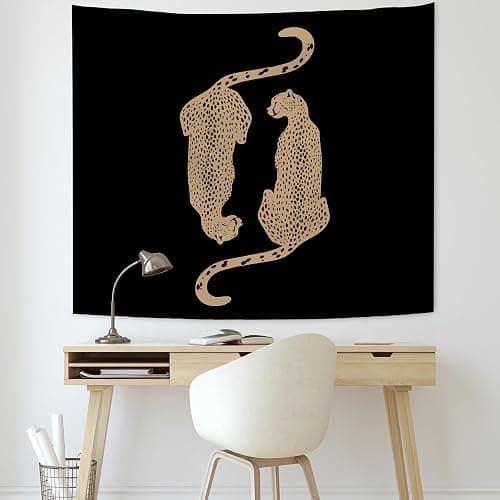 KAIOUS Black Leopard Cheetah Tapestry, Y2k Leopard Cheetah Wall Hanging Tapestries for Bedroom Living Room Dorm Girls Room Home Decor 50x58 Inches thumbnail 3