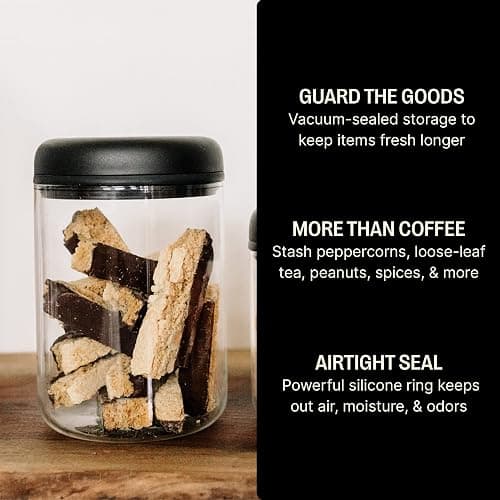 Fellow Atmos Vacuum Coffee Canister & Food Storage Container - 1.2 Liter Canister holds up to 16 oz of Coffee Beans - Airtight Food Storage Containers - Coffee Containers - 1.2 Liter - Clear Glass thumbnail 5