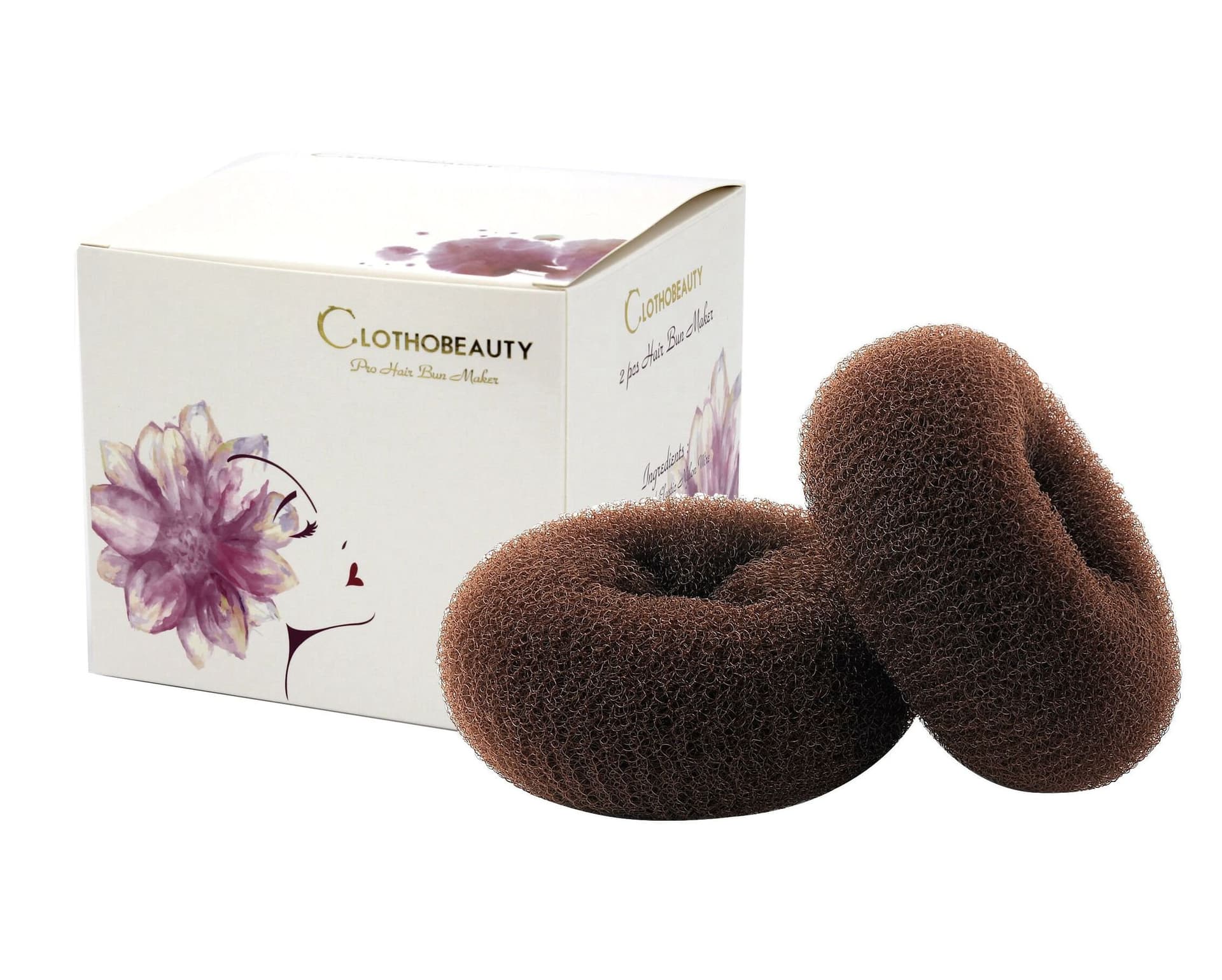 2 pieces Extra Large Size Hair Bun Donut Maker, Ring Style Bun, Women Chignon Hair Donut Buns Maker, Hair Doughnut Shaper Hair Bun maker (4.3 in. for Thick and Long Hair) (Brown) thumbnail 2