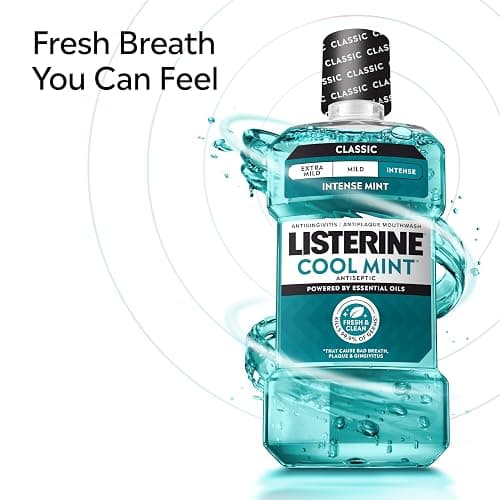 Listerine Cool Mint Intense Antiseptic Mouthwash, Daily Oral Rinse Kills 99.9% of Germs that Cause Bad Breath, Plaque and Gingivitis. For a Fresh, Clean Mouth, Intense Mint Flavor, 1.5 L thumbnail 5