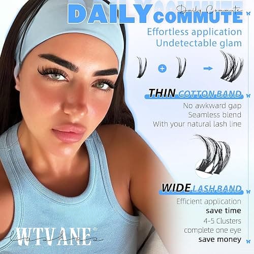 Flora Lash Clusters Kit Wispy Eyelash Clusters 10-18mm DIY Lash Extension Kit D-Curl Individual Lashes Eyelash Extension Kit with Thin Band Lashes Cluster Lash Bond and Seal Lash Tweezers by WTVANE thumbnail 2