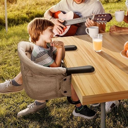 lulunemo Hook On High Chair, Portable & Foldable, Suitable for Family & Travel, Baby 6-36 Months, Khaki thumbnail 2
