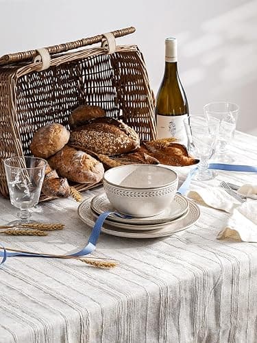 LE TAUCI 24 Piece Dinnerware Sets for 8, Large Plates and Bowls Sets, Ceramic Dishes Set for 8, Modern Stoneware Tableware, Chip Resistant, Ideal for Hosting, Reactive Beige (8"&10" Plate, 27oz Bowl) thumbnail 7