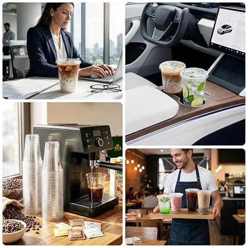 BISWYLBLJ 25 Pack 16oz Clear Plastic Cups with Sip Lids | Disposable Iced Coffee Cups,BPA Free,Food Safe Sturdy Cups for Iced Coffee,Smoothies Party Cold Drinks thumbnail 7