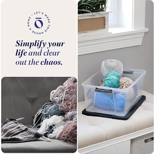 HOMZ 4-Pack Secure Latch, Clear Plastic Storage Organizer Bins, 15 Quart, Gray Lid - Stackable Container Boxes for Bedroom, Bathroom, Garage, and Office Organization thumbnail 6