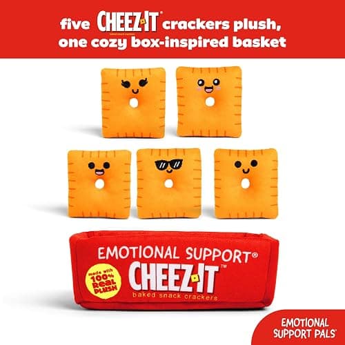 Emotional Support Pals Cheez-It, Cute Stuffed Animals by Relatable | Squishy Toys and Plushies, Great Gift Ideas for Loved Ones of All Ages, Includes 5 Plushies with Carrying Basket thumbnail 3