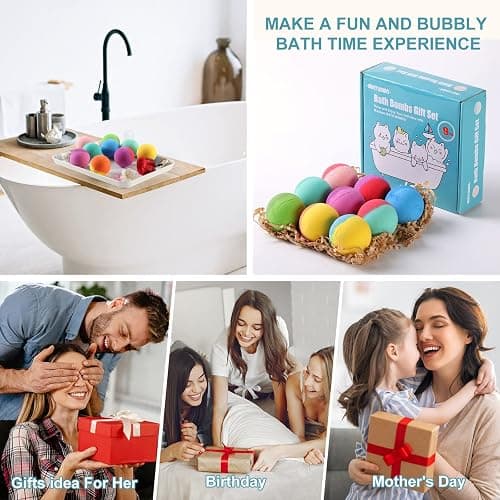 Maylawn Bath Bombs Gift Set, Vegan & Cruelty Free, Ideal Present for Women, Girls, Birthday Mothers Day Gifts Idea, 9-Pieces Handmade Fizzy Bubble Bath Bombs thumbnail 6