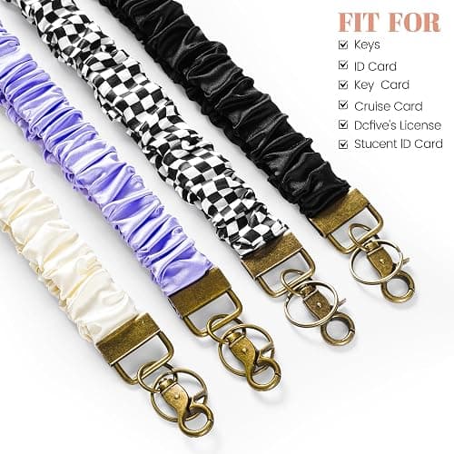 POPLOPP Scrunchie Lanyard with ID Badges Holder for Women, Stretchy Lanyards for Teachers, Cute Neck Lanyard for Keys(Checkered) thumbnail 4