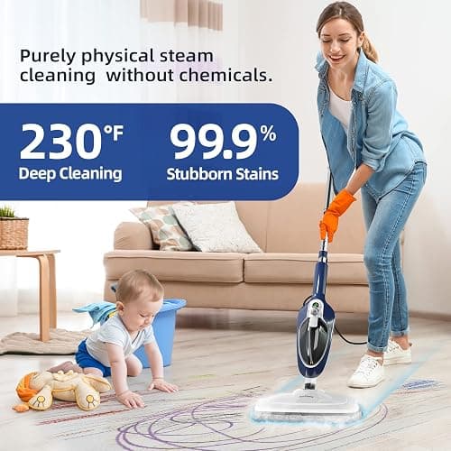 Steam Mop - 10-in-1 Floor Steamer Detachable MultiPurpose Handheld Steam Cleaner for Hardwood/Tile/Laminate All Floors Carpet Cleaning with 11 Accessories for Whole Home Use(Blue). thumbnail 2
