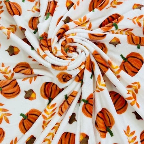 Home Decor Farmhouse Fall Fleece Throw Blanket: Harvest Pumpkins Leaves and Wheat on Velvet Fleece, Oversized Measures 70" inches x 50" inches | Oversized, Fall, Harvest, Home Decor thumbnail 9