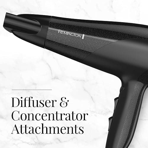 Remington Damage Protection Hair Dryer with Ceramic Ionic Tourmaline Technology, Black, Diffuser and Concentrator, 3 Piece Set thumbnail 4