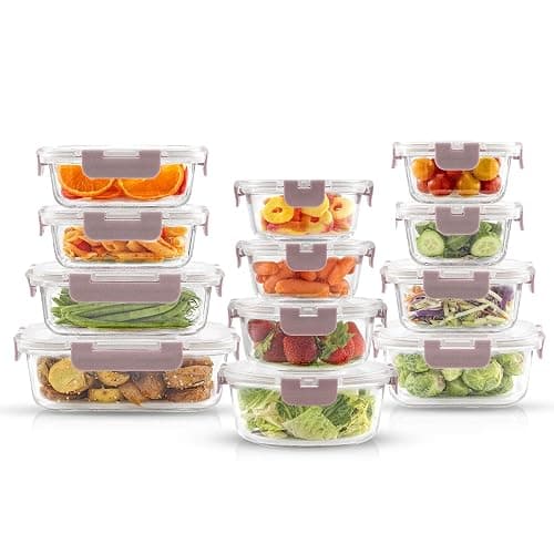 JoyJolt 24pc Borosilicate Glass Storage Containers with Lids | 12 Airtight/Freezer Safe Food Storage Containers for Pantry and Kitchen | Meal Prep Container for Lunch | Glass meal Set thumbnail 8