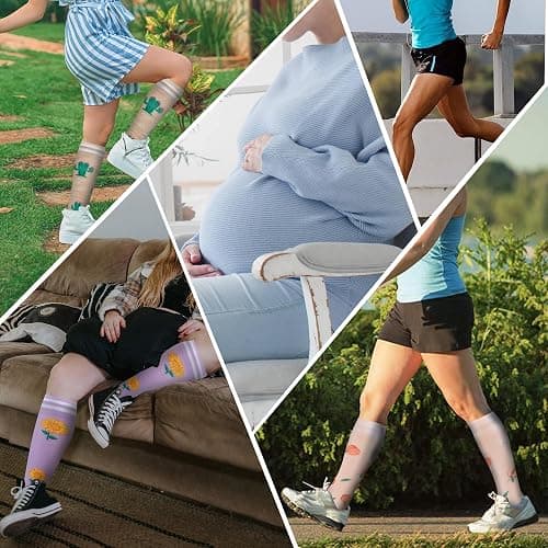 fenglaoda Compression Socks for Women Men Support Circulation 6 Pairs Socks For Nurse, Travel, Flight thumbnail 6