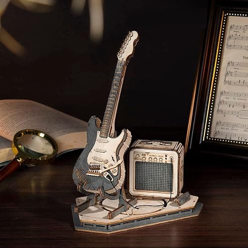 RoWood 3D Wooden Puzzle Electric Guitar Wooden Model Kits for Adults to Build, Musical Instruments Model Building Kit, DIY Crafts Kit, Birthday Gift thumbnail 2