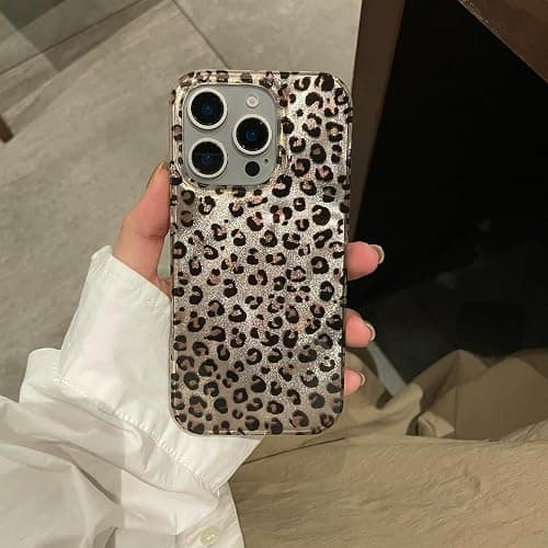 Reownest Compatible with iPhone 12/12 Pro Case, Cute Cheetah Leopard Print Pattern Retro Aesthetics Design, Soft Glitter Shiny TPU Shockproof Protective Bumper Phone Cover - Gold thumbnail 6