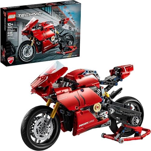 LEGO Technic Ducati Panigale V4 R Motorcycle 42107 Building Set - Collectible Superbike Display Model Kit with Gearbox and Working Suspension, Fun for Adults, and Motorcycle Enthusiasts thumbnail 4