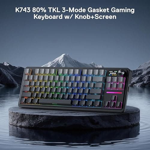 Redragon K743 PRO GB 80% Gasket RGB Gaming Keyboard Hype 1.14’’ TFT Screen & Knob, 84 Keys Mechanical Keyboard, 5-Layer Noise Dampening, Hot-Swap South-Facing Socket, Gradient PBT Keycaps, US LAYOUT thumbnail 9