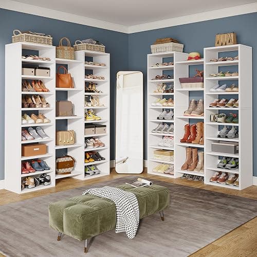 Tribesigns 14-Tier Shoe Rack, White Shoe Storage Cabinet with 22 Open Cubbies, 46 Pairs Wide Entryway Shelf for Shoes, Modern Organizer for Closet Living Room Entryway Hallway thumbnail 3