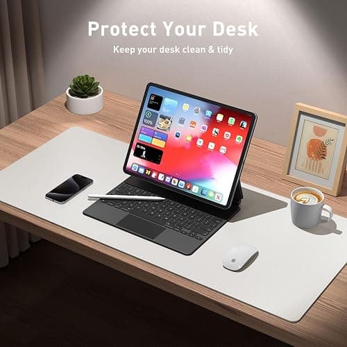 Aothia Leather Desk Pad Protector, Mouse Pad, Office Desk Mat, Non-Slip PU Leather Desk Blotter, Laptop Desk Pad, Waterproof Desk Writing Pad for Office and Home (23.6" x 13.7", Off-White) thumbnail 3
