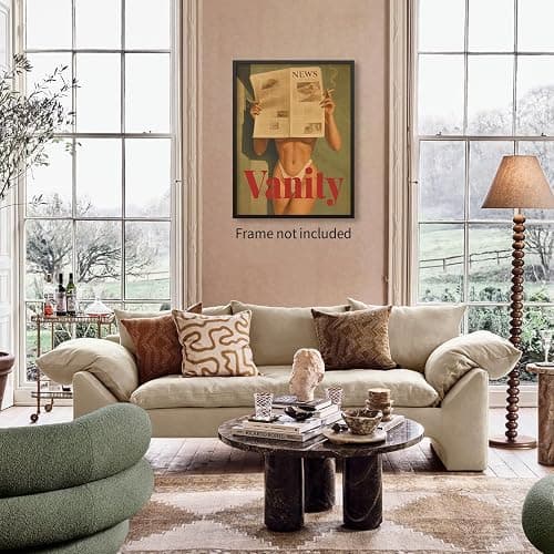 YYS Fashion Hot Girl Reading Newspaper Wall Art 70's Vintage Poster Bikini Canvas Prints Sexy Woman Picture Artwork for Living Room Bedroom Apartment Decor Aesthetics 11X14 inch Unframed thumbnail 6