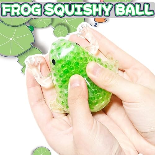 Green Frog Stress Relief Balls (1 Pack) - Squishy Animal Dough Ball for Adults, Stretch and Pull, Vase Filler and Home Decoration, Party Favors thumbnail 2