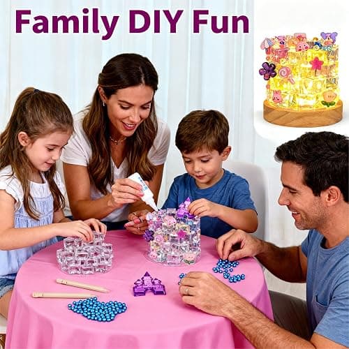 ndodved DIY Imitation Crystal ice Pen Holder nightlight, Plug-in Manual Set LED Warm lamp, Suitable for Bedroom/Children's Room Decoration | Desk/Bedside lamp, Christmas Gift. (Castle Pink) thumbnail 3