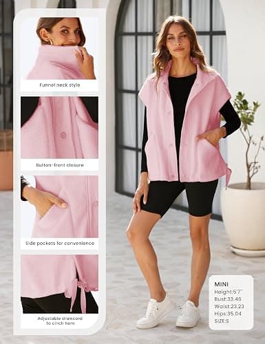 GTLIAE Womens Sherpa Fleece Vest Oversized Sleeveless Jacket Casual Outerwear Gilet with Pockets thumbnail 4