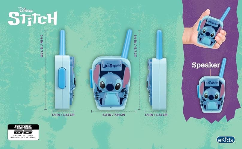 eKids Stitch Walkie Talkies for Kids, Static Free Extended Range Indoor and Outdoor Toys Designed for Fans of Stitch Toys thumbnail 4
