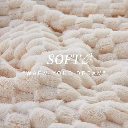EXQ Home Fleece Throw Blanket for Couch or Bed - 3D Imitation Turtle Shell Jacquard Decorative Blankets - Cozy Soft Lightweight Fuzzy Flannel Blanket Suitable for All Seasons(50"×60",Beige) thumbnail 6