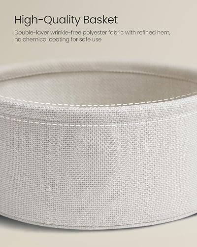 VASAGLE LILEA Collection - Small Round Side End Table, Modern Nightstand with Fabric Basket, Cream White ULET223K67 thumbnail 8