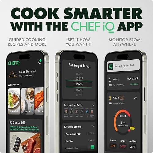 CHEF iQ Sense [2025 Model] | Smart Wireless Meat Thermometer | 2 Ultra-Thin Probes | WiFi Unlimited Range | 1000°F Heat Safe | 5 Sensors | BBQ, Grill, Oven, Smoker, Air Fryer | Gen3 thumbnail 3