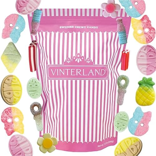 VINTERLAND Swedish Candy Mix, 1.2 Pounds, Pink 7 Edition | Bubs Big Ovals & Big Swedish Candy Skulls, Happy Flowers, Strawberry Pistols, Circus Pens thumbnail 3
