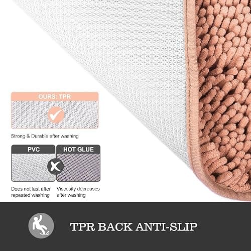 Yeaban Dusty Pink Bathroom Rugs 17"x24",Chenille Bath Mats,Absorbent and Washable Bath Rug Non-Slip, Extra Soft Rugs for Bathroom Floor,Tub,Shower and Sink thumbnail 3