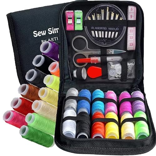ARTIKA Travel Sewing Kit, 59-Piece Portable Kit for Travel, Includes Scissors, Thread, Tape Measure - Sewing Accessories and Supplies thumbnail 6