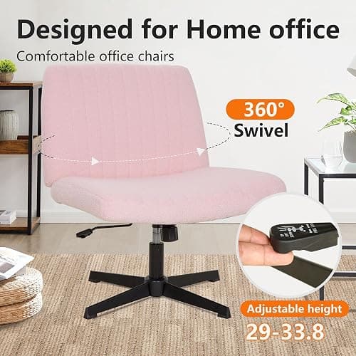 ⭐️⭐️⭐️⭐️⭐️FDW Criss Cross Chair Armless Cross Legged Office Desk Chair Adjustable Swivel Ergonomic Gaming Chair No Wheels Backrest with Wide Seat Native Sponge Computer Task Vanity Chair for Home Office,Pink - Pink - pack of 1 thumbnail 4