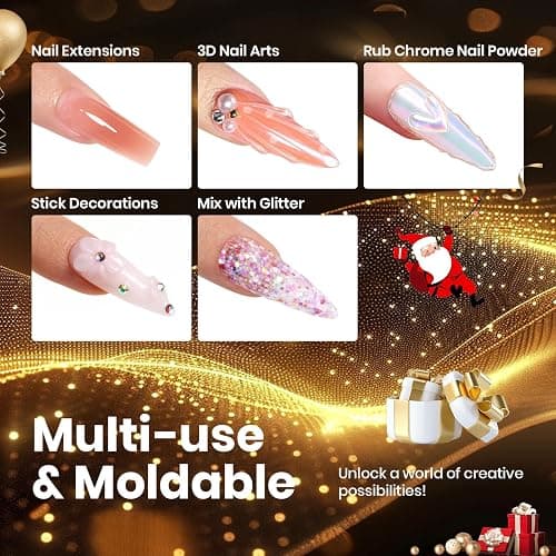 Beetles 3D Gel Nail Art Kit-Crystal Orb 3D Nail Art Clear 1 oz 5 in 1 Non-Sticky Hand Sculpting Building for Beginner DIY Salon at Home,Clear Solid Builder Nail Gel, UV & LED Lamp Cured Needed thumbnail 2