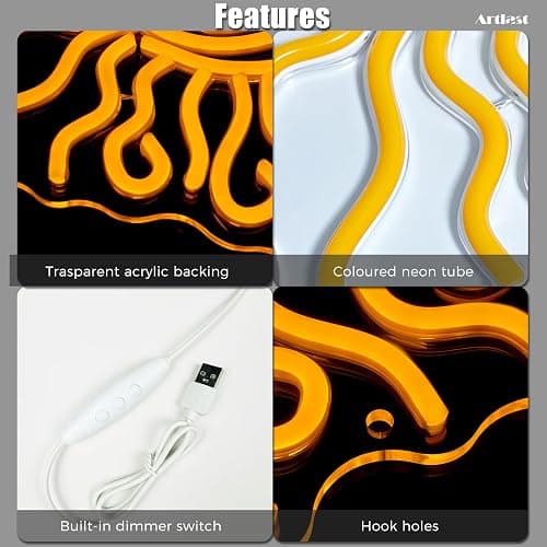 Twisted sun neon LED light wall decor thumbnail 4