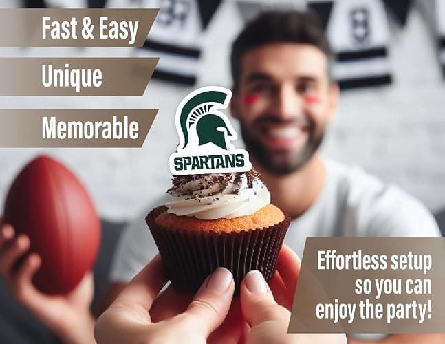 Michigan State University Cupcake Topper Party Supplies for MSU Football, Birthday, Graduation Party (Michigan State Spartans) thumbnail 3