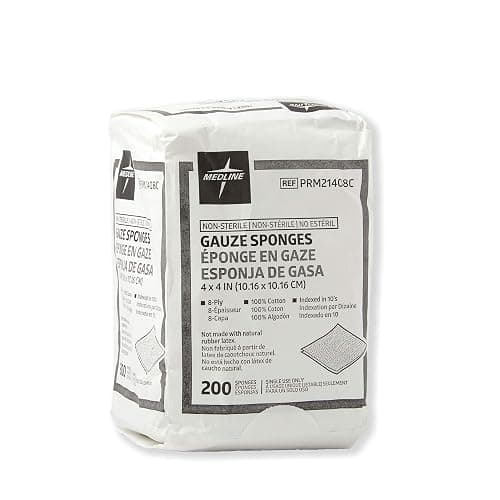 Medline 4 x 4 inch Gauze Sponges, 100% Cotton, 8-Ply Woven Non-Sterile Gauze, 200 Count (Pack of 4), Packaging May Vary thumbnail 2