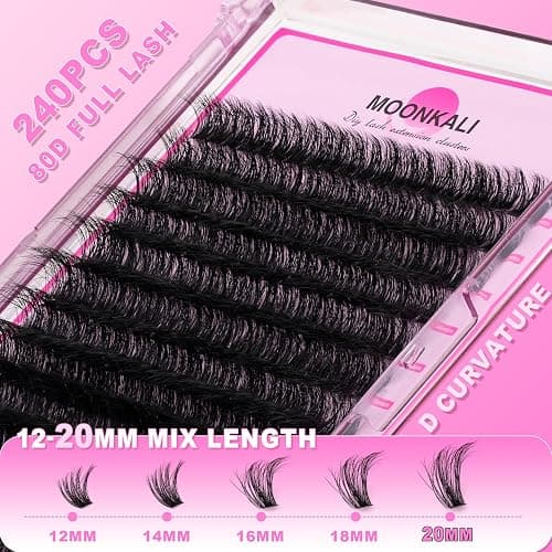 Lash Clusters Wispy 80D Eyelash Clusters D Curly 12-20MM Mix Length Cluster Eyelash Extensions Thick Volume Individual Lashes Clusters DIY Eye Lash Extension 3D Eyelashes Clusters at Home By MOONKALI thumbnail 4