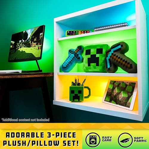 Minecraft Toys Plush Figure 3D Set Pack of 3 Toddler Pillow Cushion for Kids Teens Cuddle Buddy Home Decor Bedroom Accessories Stuffed Collectibles Soft Stuffed Animals Gifts for Gamers thumbnail 3