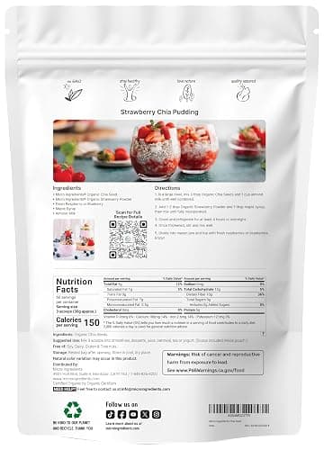 Organic Chia Seeds, 4lbs | Raw Chia Seed Source | Rich in Essential Fiber, Vegan Omega-3, & Plant Based Protein | Great for Baking, Smoothies, Pudding, & Oatmeal | Non-GMO, Gluten Free thumbnail 2