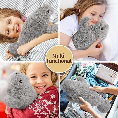 Manatee Stuffed Animals, Microwavable Stuffed Animal Adorable Fluffy Manatee Plush for Warmth Comfort, Heatable Coolable Lavender Scent Toy, Cute Soft Plushie Gift for Kids Adult & Children Boys Girls thumbnail 7