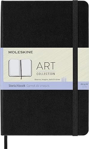Moleskine Art Sketchbook, Hard Cover, Medium (4.5" x 7") Plain/Blank, Black, 88 Pages | Medium 4.5" x 7" 88-page sketchbook with 165 gsm paper for drawing, illustration, and dry media. - Image 1