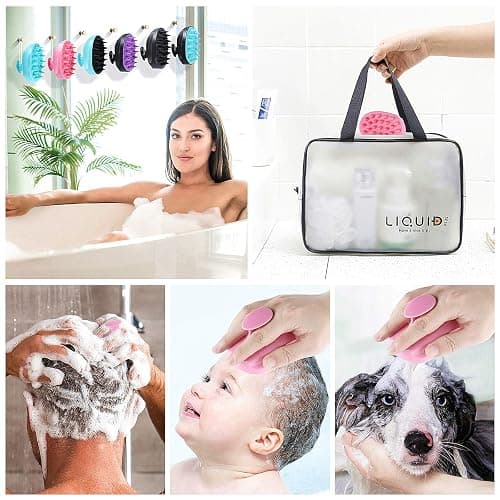 Scalp Massager Shampoo Brush, Hair Scalp Scrubber Shower Hair Brush Head Massager for Stress Relax Hair Growth, Dandruff Brush Scalp Exfoliator for Women Men Kids Pets, Pink thumbnail 3